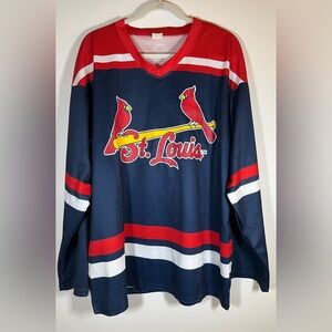 Vintage Y2K Fox Sports Midwest St. Louis Cardinals v-neck jersey sz XL authentic